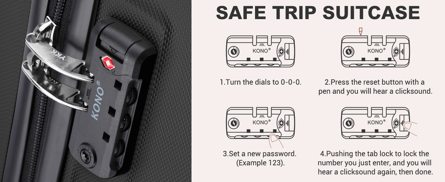 KONO Валіза середнього розміру 24 дюйми, ABS, з TSA-замком, 4 колеса, 65×44×25.5 см, темно-синій