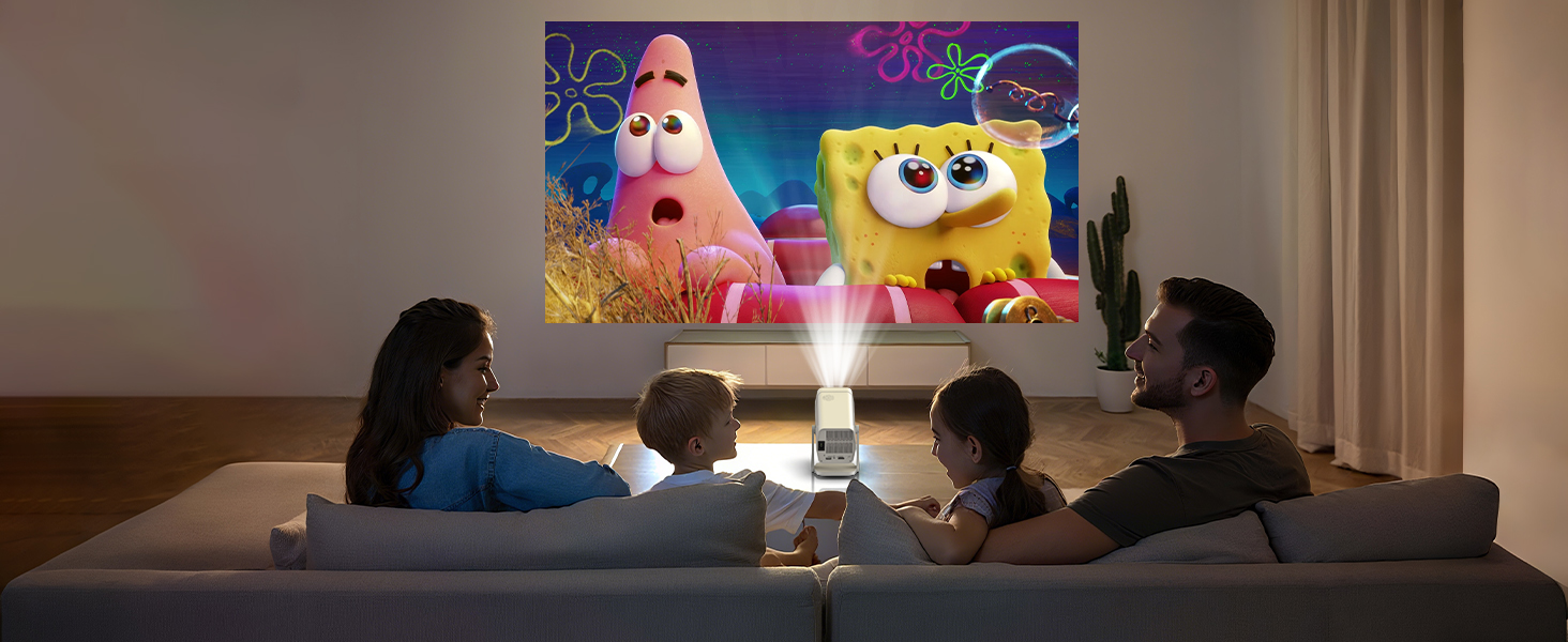 Портативний проєктор Mini Beamer з Android TV, автотрапецеїдна корекція, підтримка 4K 1080P, Bluetooth WiFi6, 160ANSI. Підходить для телефону, TV Stick, ноутбука, кінотеатру вдома та на вулиці.