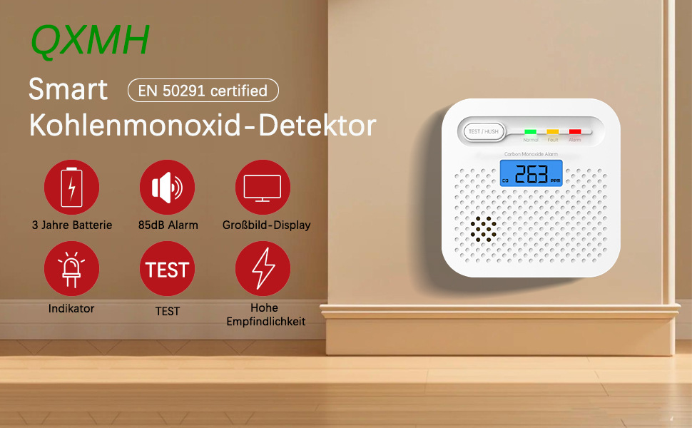 Детектор чадного газу CO з цифровим дисплеєм, портативний, для дому, авто, офісу, ресторану, готелю, кухні, подорожей