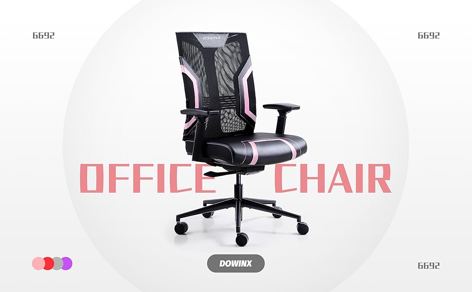 Ігровий крісло Dowinx для офісу та дому: ергономічний, з підлокітниками 3D, функцією гойдання, шкіра, поворотний, чорно-сірий