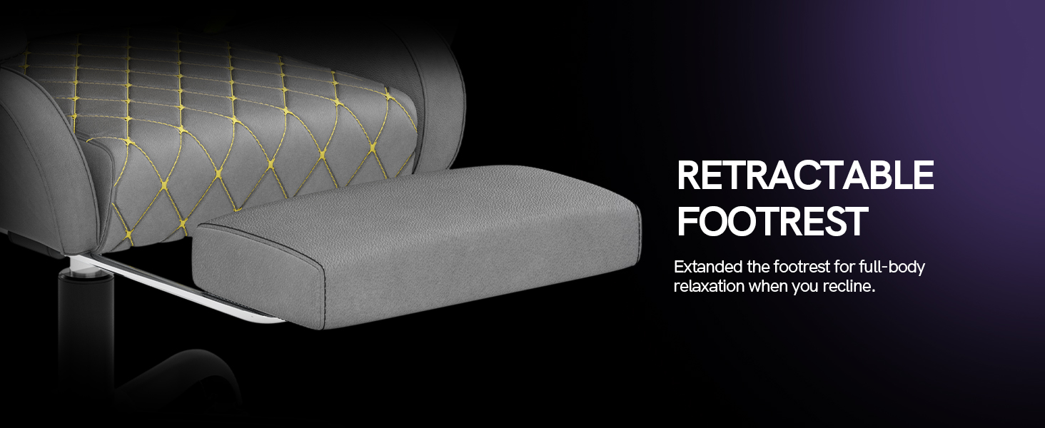 Ігровий крісло Bigzzia з RGB LED підсвічуванням - ергономічне геймерське крісло з підтримкою попереку та підніжкою, регульоване та поворотне, з PU-шкіри, 150 кг, сірий