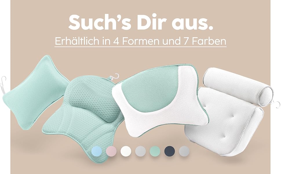 Подушка для ванни Vesta+ Badewannenkissen L з присосками, м'ятного кольору, для шиї та підтримки голови