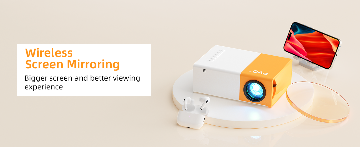 Міні-проектор PVO YG300ProMax: портативний, для мультфільмів, дитячий подарунок, для кінотеатру вдома, LED відеопроектор з можливістю підключення через кабель