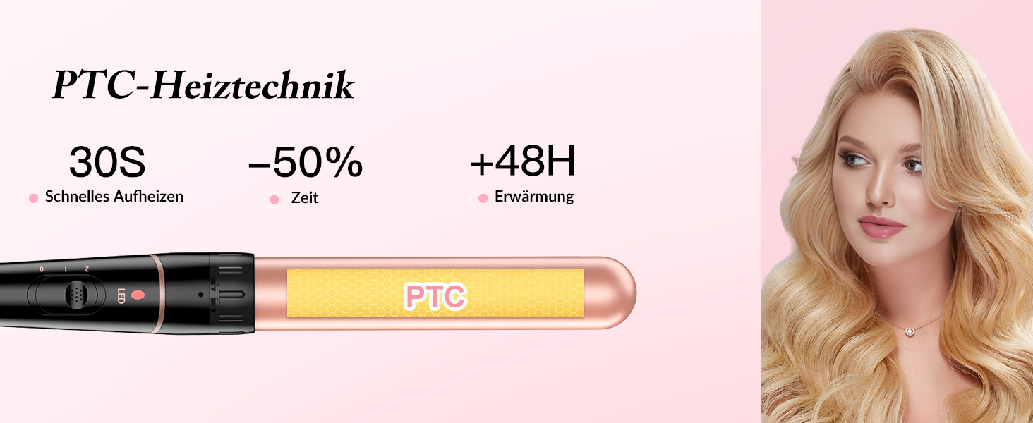 BESTOPE PRO Lockenstab 6-в-1: великі та малі локони, різні насадки, регулювання температури, рожеве золото