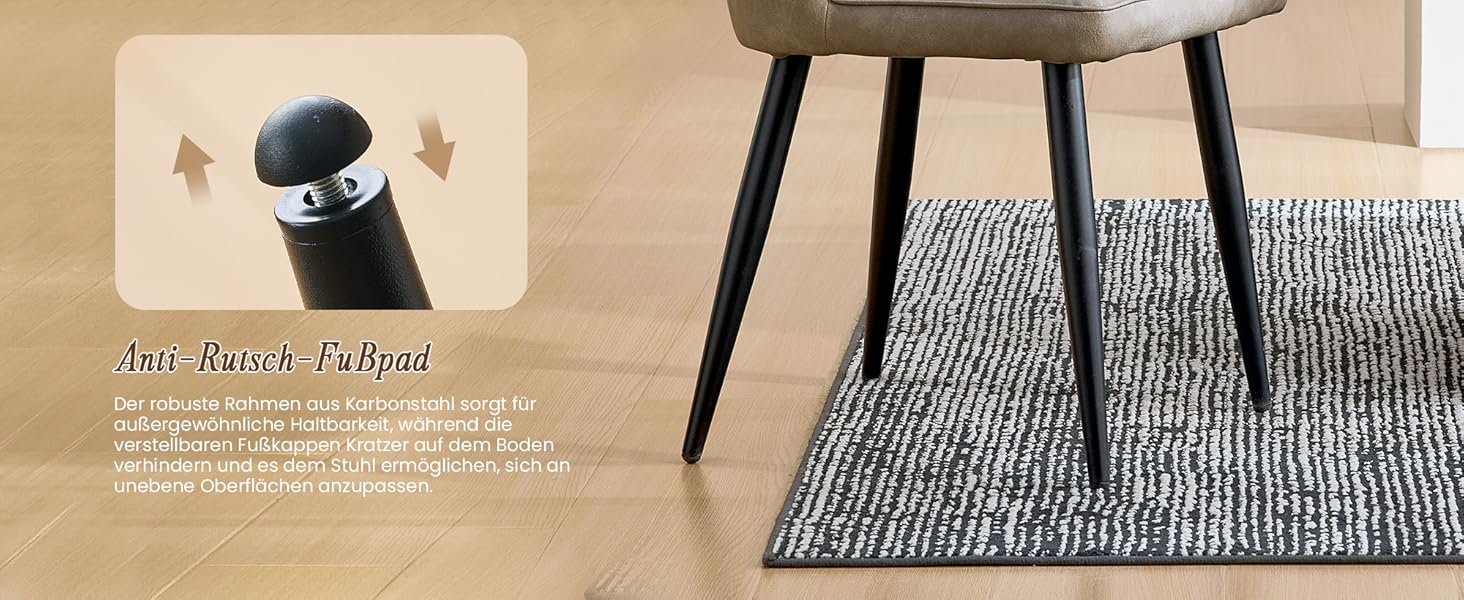 CLIPOP Комплект обідніх стільців 4 шт. Ретро, штучна шкіра, м'яке сидіння, металеві ніжки, для кухні/офісу, бежевий колір