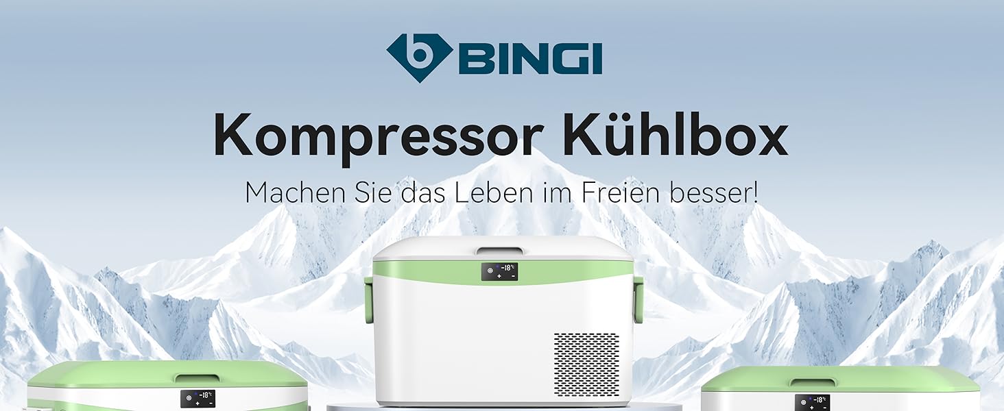 Автохолодильник BINGI 18л портативний 12/24V та 230V, міні-морозильник для авто, кемпінгу, дому (15°C до -18°C), білий
