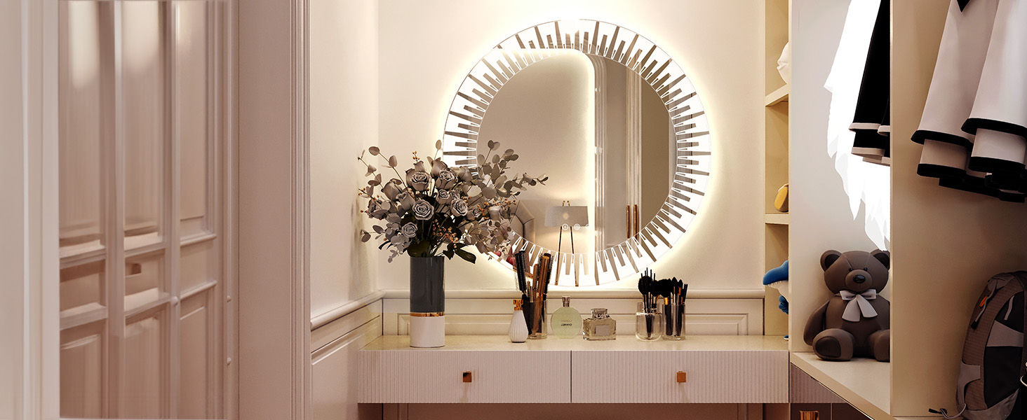 Дзеркало для ванної кімнати YOLEO з підсвічуванням 90x70 см, LED дзеркало з переднім та заднім освітленням, дзеркало для стіни з пам'яттю, 3 регульовані кольори світла, антизапотівання