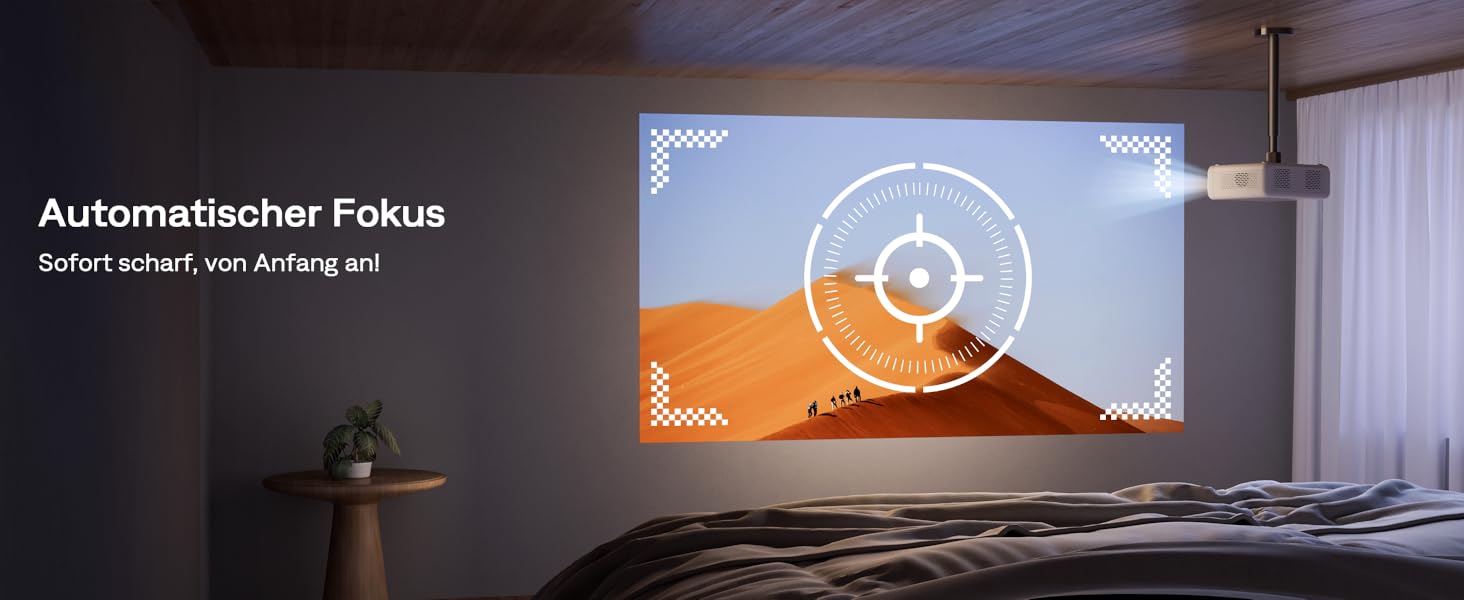 Aurzen Eazze D1 Smart Beamer: 4K проєктор для дому з Wi-Fi, Bluetooth, Netflix, Dolby Audio, автофокусом та корекцією трапеції. Підтримує Full HD 1080P. Білий (GTV)