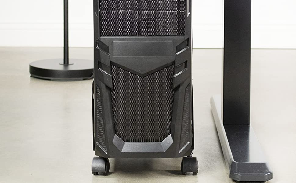 Підставка для ПК VIVO CART-PC01, чорна, регульована, на коліщатках з блокуванням, для ігрового комп'ютера, ATX-корпус