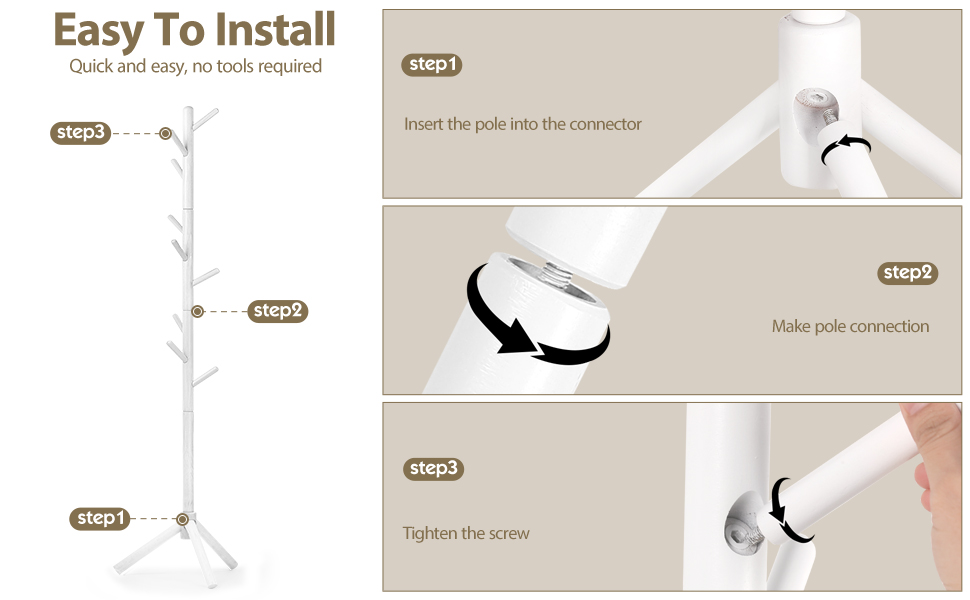 Підвісна шафа для одягу з бука, 9 гачків, 3 положення по висоті, білий колір