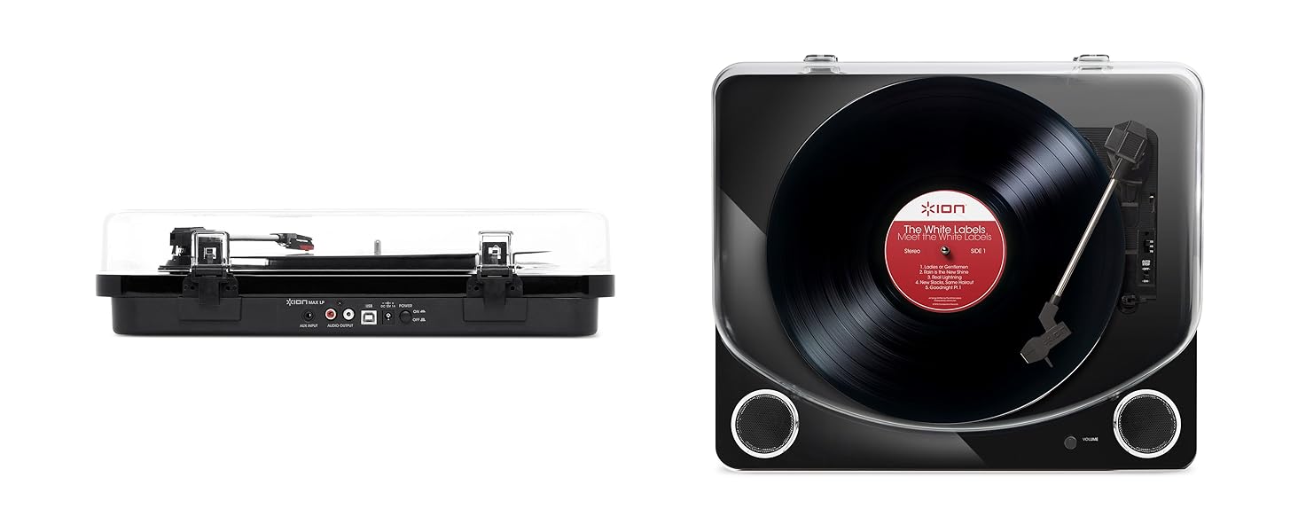 Програвач вінілу ION Audio Max LP з Bluetooth, вбудованими динаміками та USB, чорний