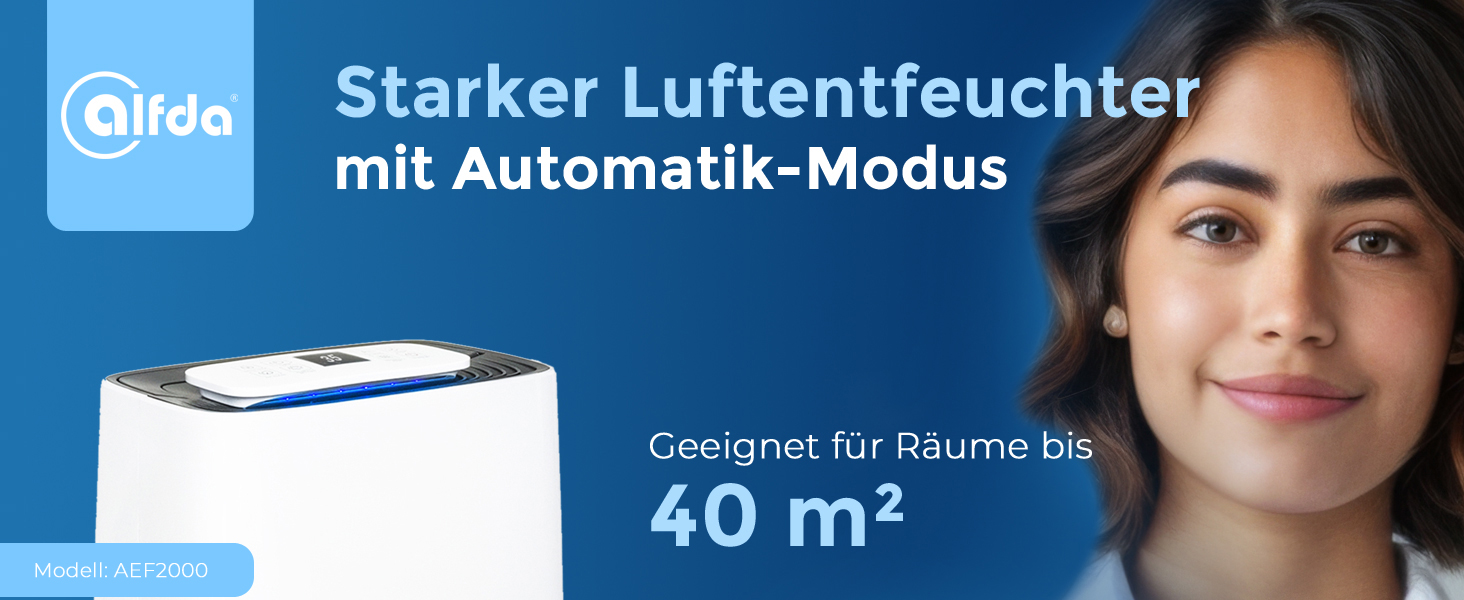 Електричний осушувач повітря AEF2000 - 20 л/день, до 30 м², тихий, з автовимкненням, гігростатом та сенсорним дисплеєм. Ідеально для спальні та ванної кімнати