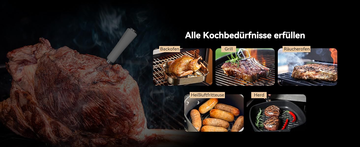 Термометр для м'яса Inkbird INT-11S-B: Бездротовий термометр-щуп з Bluetooth, IP67, для приготування на грилі, BBQ, духовці та коптильні