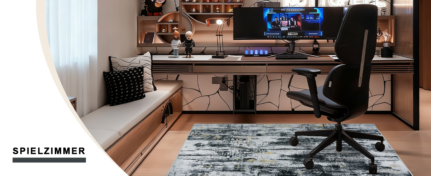 Килимок для підлоги під стілець для твердої підлоги Бохо, килимок для столу, антиковзний килим для офісного стільця (120x150 см, Чорне Золото)