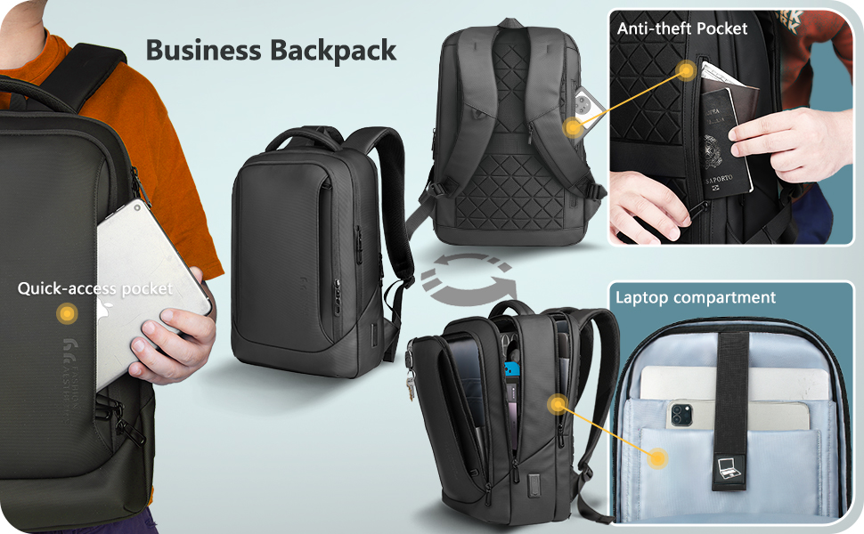 Чоловічий рюкзак для ноутбука Heroic Knight - діловий, з USB-зарядкою, антикрадійний, для ручної поклажі, 15.6