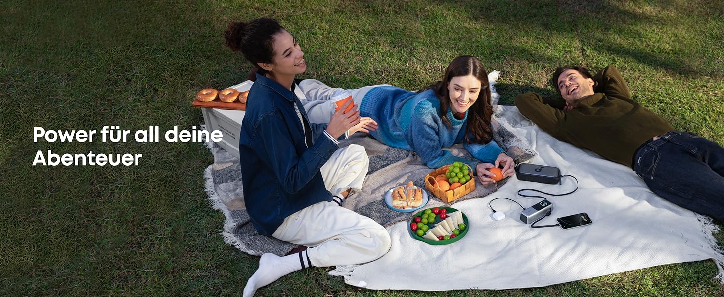 Powerbank Anker 25000mAh з 3 USB-C портами 100W, вбудований кабель, для iPhone, MacBook, Samsung та інших пристроїв (Срібний)