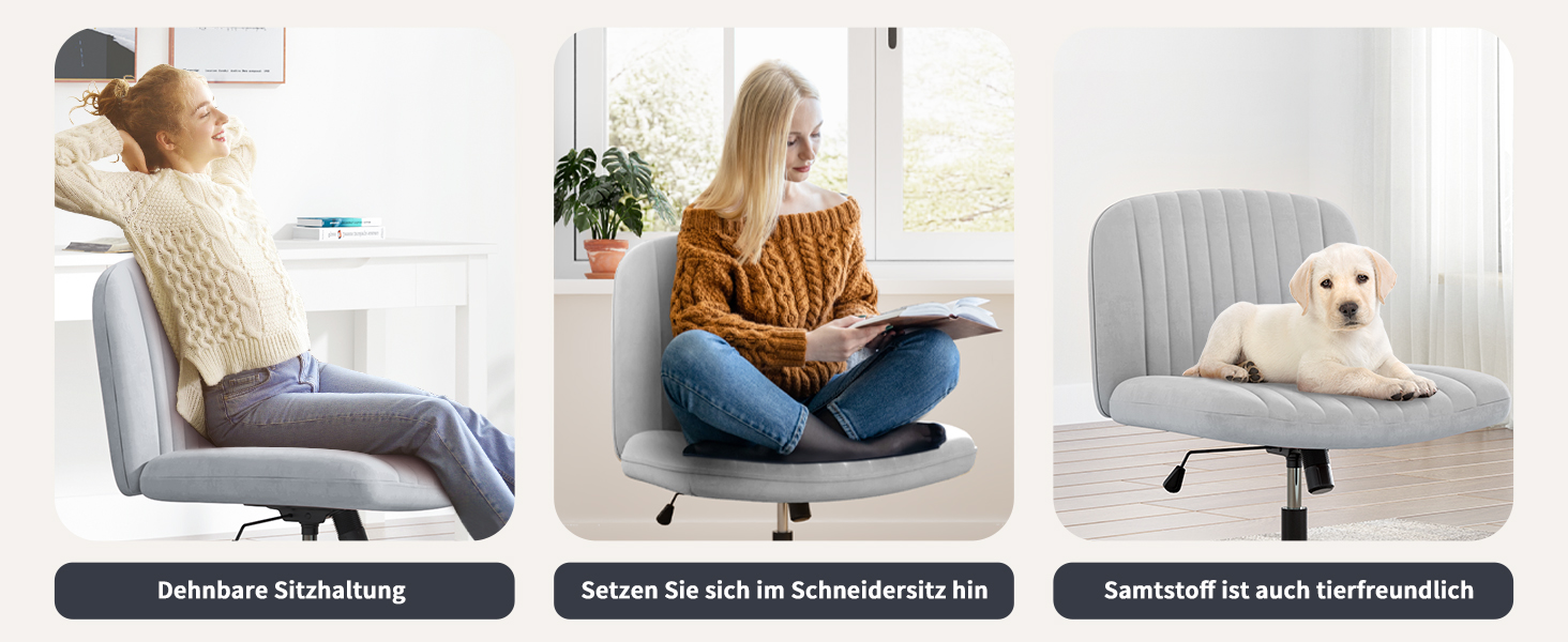 Офісне крісло без підлокітників Naspiro, сіре, з тканини, регульоване по висоті, поворотне на 360°, з функцією гойдання