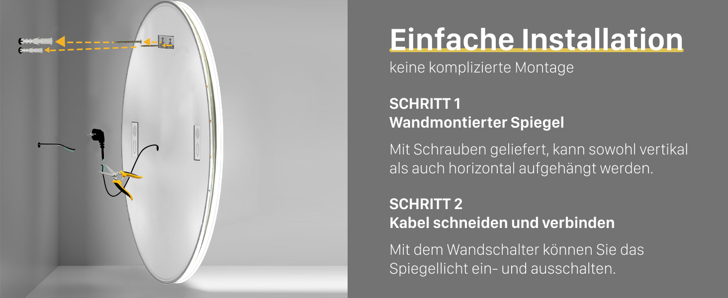 Дзеркало для ванної кімнати LUVODI круглої форми з підсвічуванням: LED дзеркало 60 см з фоновою та фронтальною підсвіткою, 3 кольори, регулювання яскравості, сенсорне управління, антизапар, енергозбереження, для ванної кімнати, гостьового туалету (Bluetooth, підсвічування, 80x80 см)