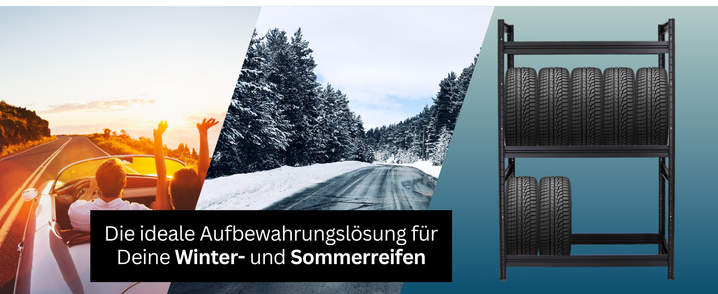 Стелаж для шин PROREGAL Dino, 180x120x50 см, чорний, до 12 шин, вантажопідйомність 150 кг | для гаража, підвалу, майстерні