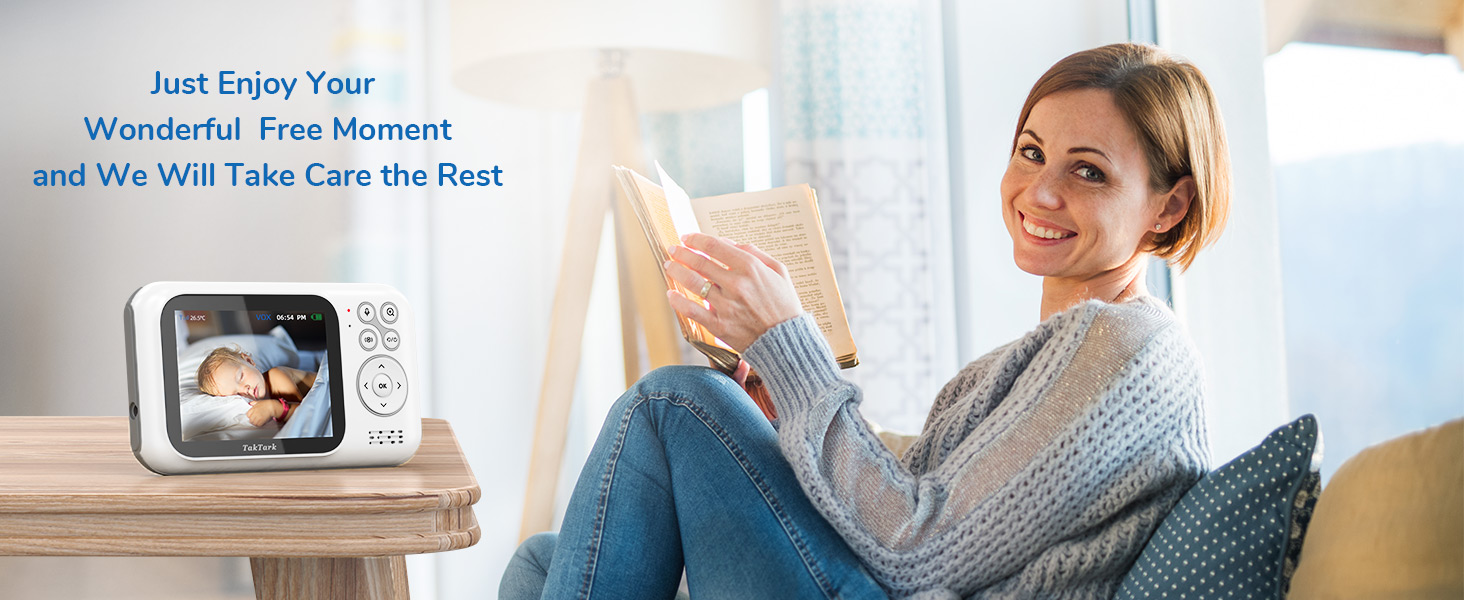 Відеоняня TakTark з камерою та монітором 3.2'', дитячий відеомонітор з зумом, функцією VOX, двостороннім зв'язком, нічним баченням та термометром