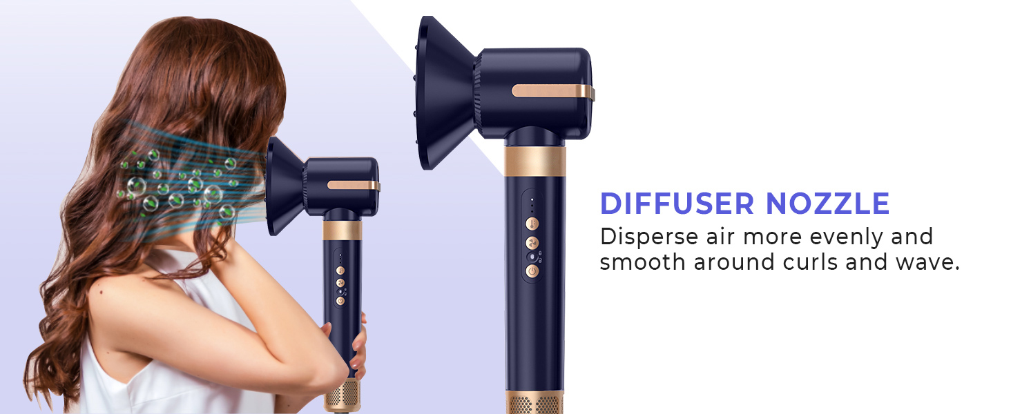 UKLISS Airstyler Pro 7-в-1: Фен-щітка з дифузором, 1400 Вт, 110000 об/хв для сушіння, завивки та випрямлення волосся (фіолетовий)