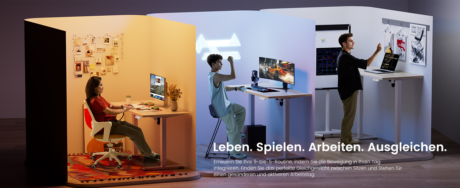 Електричний регульований стіл ErGear 100x60 см, світле дерево, з пам'яттю та з'єднувальною пластиною для дому та офісу