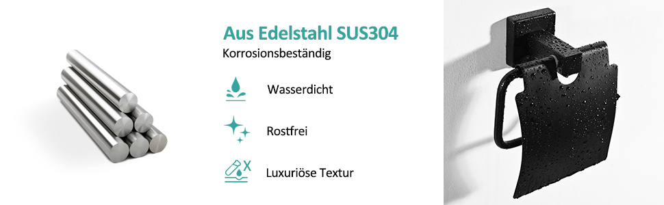 Тримач для туалетного паперу EMKE і кільце для рушників Самоклеючі набори з нержавіючої сталі Набір настінних аксесуарів для ванної кімнати Чорний набір з 2 шт.
