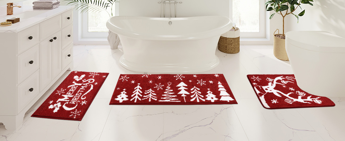 Набір килимків для ванної кімнати 3 шт. М'який плюш, антиковзаючі, для туалету, під душ, 45x65 см + 45x120 см + 50x60 см
