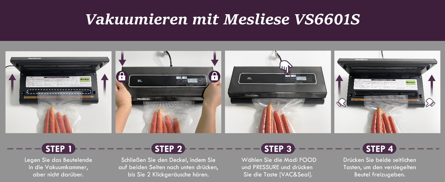 Вакууматор для продуктів Mesliese 6-в-1, потужність 90 кПа, компактний вакуумний пакувальник з різаком, режимами для сухих та вологих продуктів, набором пакетів (Темно-сірий)