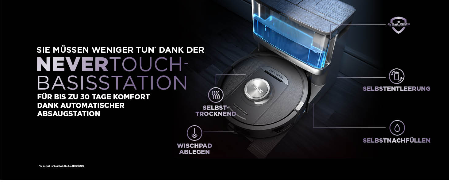 Робот-пилосос та миючий робот Shark PowerDetect RV2800ZEEU: 2-в-1, самостійне очищення, LiDAR, App-керування, чорний