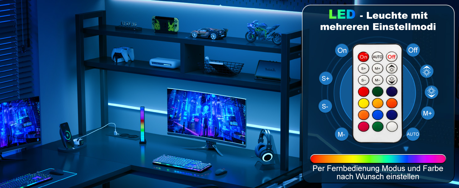 Ігровий стіл Devoko з підсвічуванням LED, 160x120 см, з розетками та USB, білий. Комп'ютерний стіл для геймерів та дому з місцем для зберігання.