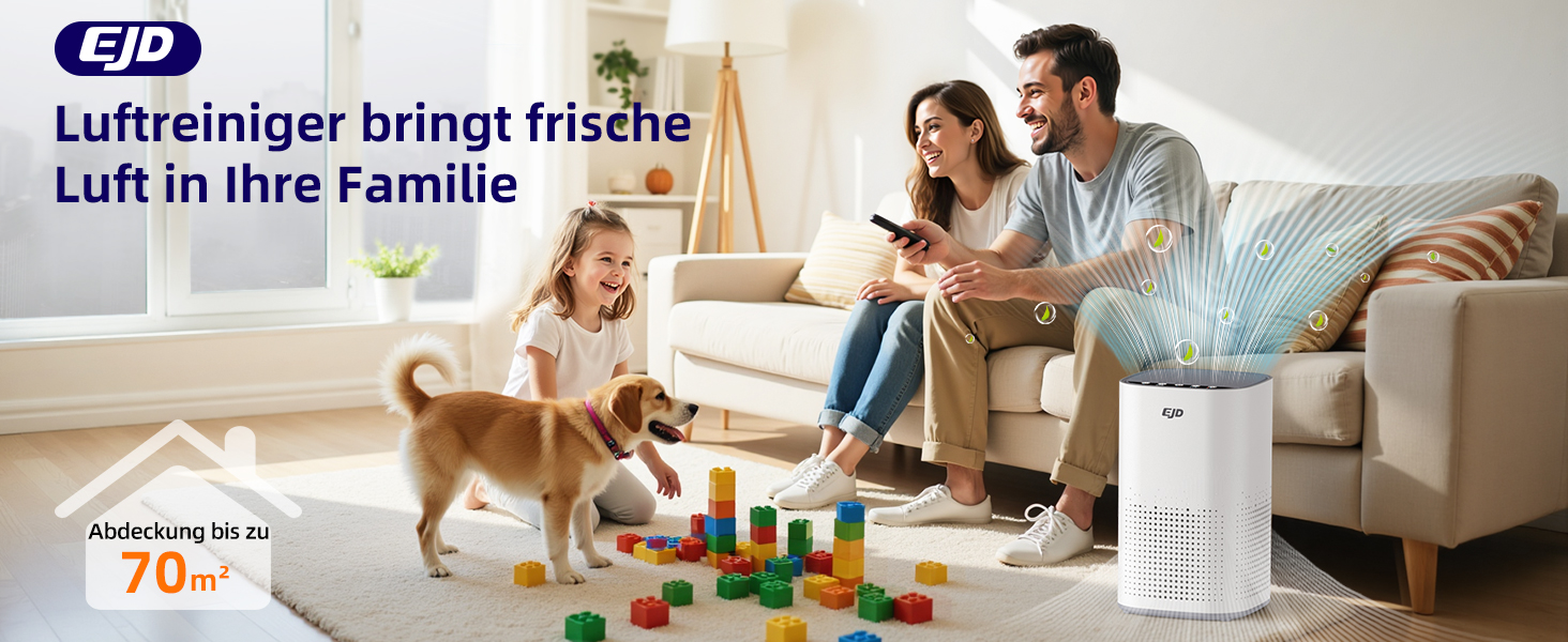 Повітряочисник для великих спалень до 70 м² з CADR 223 м³/год, тихий H13 HEPA повітряочисник з режимом сну 15 дБ, 3-в-1 фільтр видаляє 99,97% пилку, пил, шерсть тварин, запахи