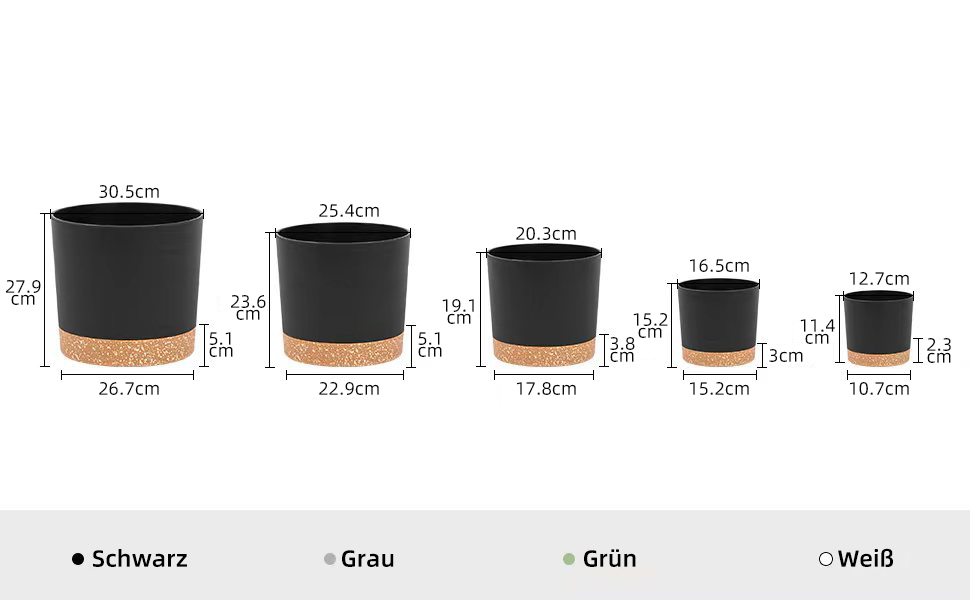 Набір горщиків для квітів QCQHDU 2 шт, 25.4 см, з дренажними отворами та знімним дном, підставки сучасного дизайну для дому та саду (світло-сірий)