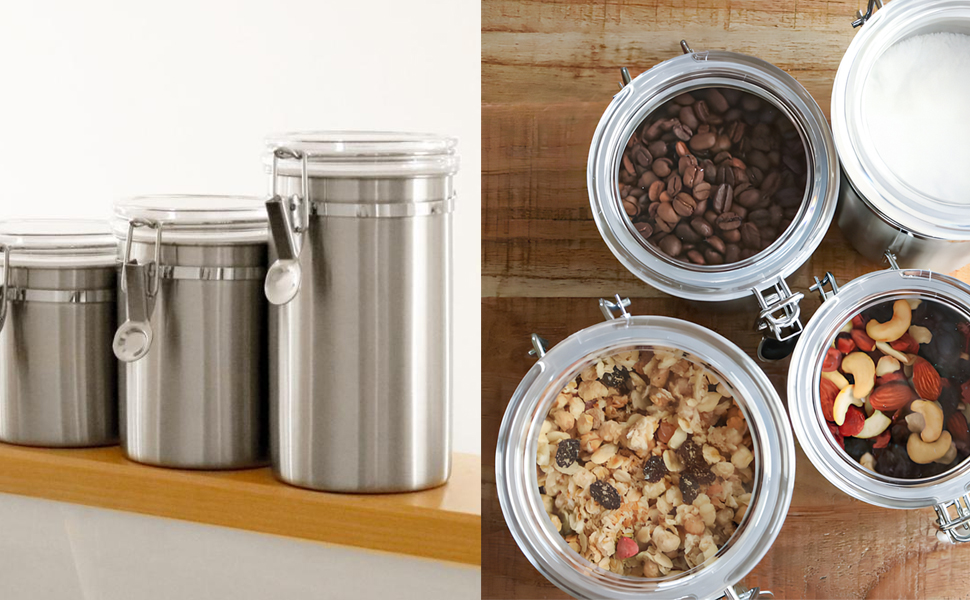 Набір контейнерів для зберігання продуктів (2 шт, 1.8L, нержавіюча сталь)