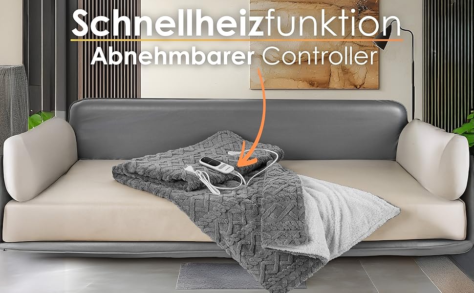 Електрична гріюча ковдра з автовимкненням 180x130 см, 9 температурних режимів, 40°C, пральна