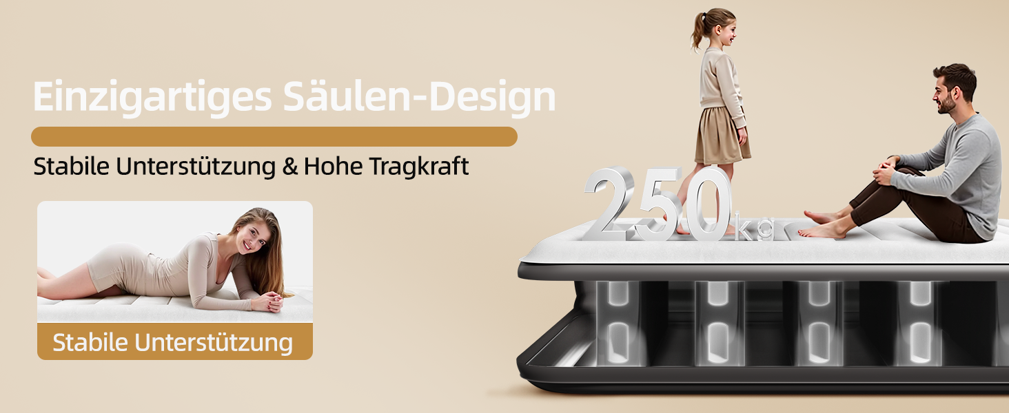 Надувне ліжко CHILLSUN® з електричним насосом, 203x152x46 см, водонепроникне, для кемпінгу та гостей (1 особа)