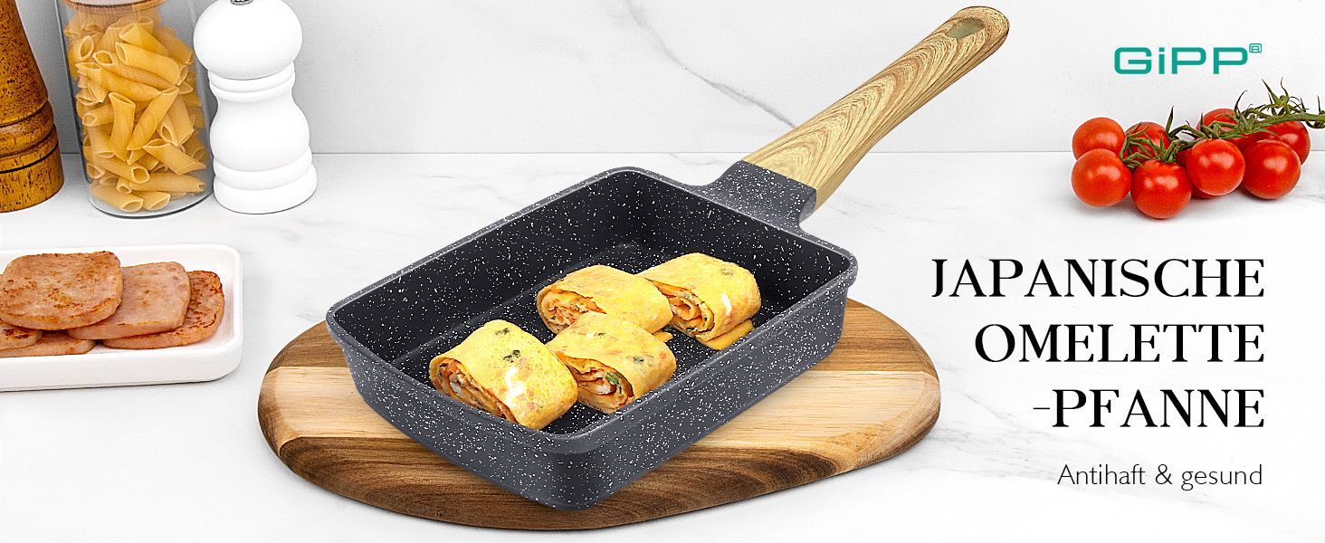 Пан для приготування тамагоякі (японського омлету) GiPP, 18x13 см, з гранітно-антипригарним покриттям, без PFOA/PFOS, сірий