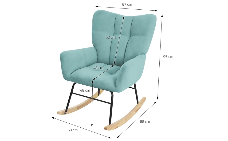 Крісло-гойдалка ML-Design Salbei з оббивкою під фліс, дерев'яні полози, для вітальні/спальні/балкона