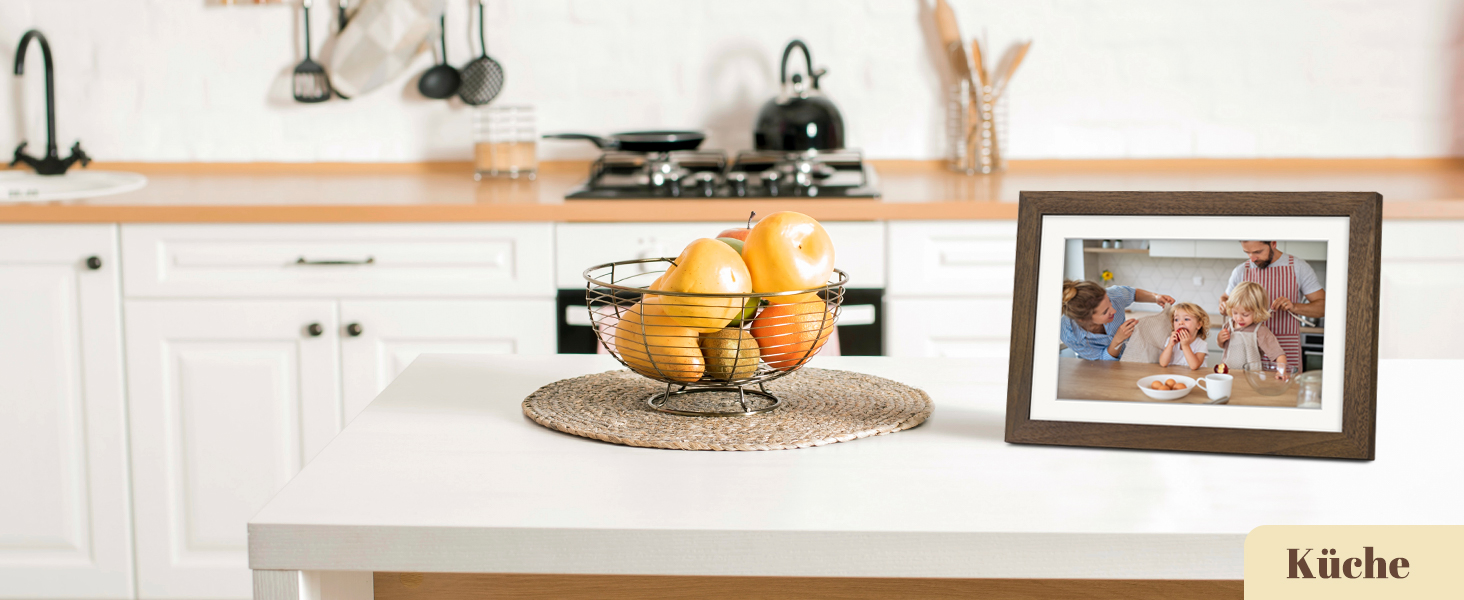 Цифровий фоторамка Eptusmey 10.1 дюймів з Wi-Fi, дерев'яний корпус з дуба, 32GB, HD IPS сенсорний екран 1280x800, відтворення фото/відео через Uhale APP, подарунок для чоловіків та жінок, колір A-Білий