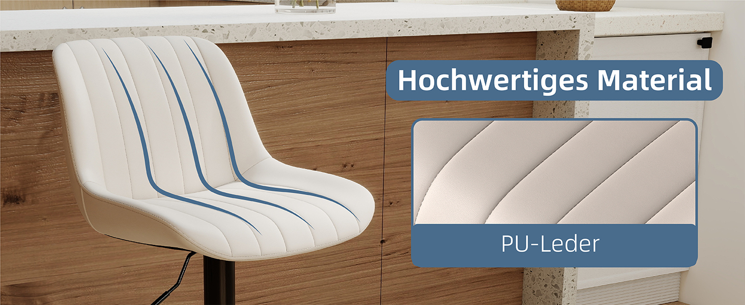 Набір з 2 барних стільців Youhauchair, обертаються, регульована висота, PU-шкіра, бежевий