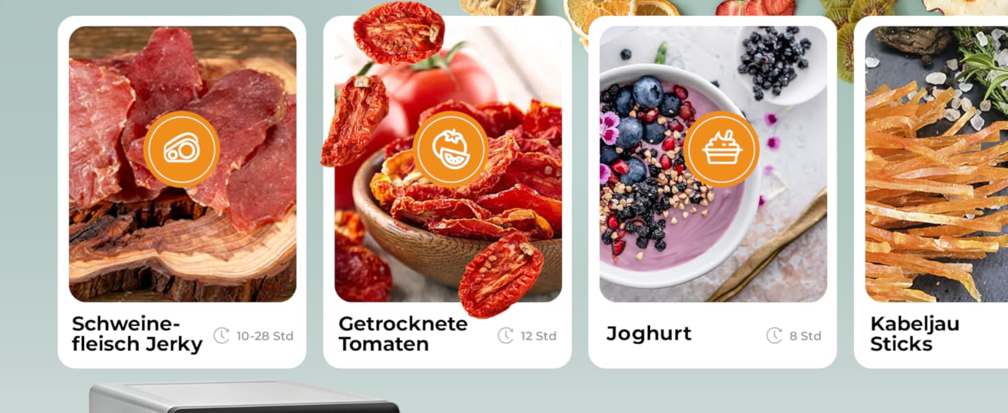 Електрична сушарка для фруктів та овочів Balter з нержавіючої сталі, 12 ярусів, 1100 Вт, 70 л, 12000 см² поверхні сушіння, BPA-free, 35–75 °C, таймер до 72 год, 2 камери