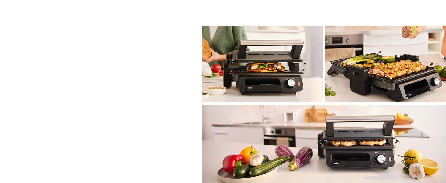 Електричний гриль Braun MultiGrill 7 CG7020: 3-в-1 (контактний гриль, BBQ, духовка), 2000W, велика площа (12 бургерів), планка & гриль, для дому, срібний