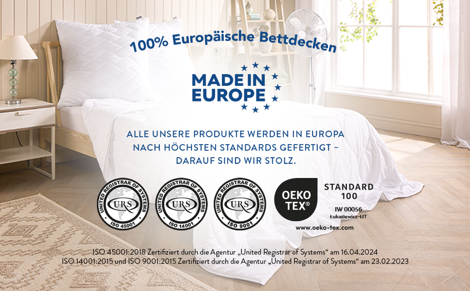 Чотирьохсезонна ковдра John Cotton 135x200 - Елегантна та дихаюча 3-в-1 для алергіків | Oeko-Test | Мікрофібра, 135x200 см