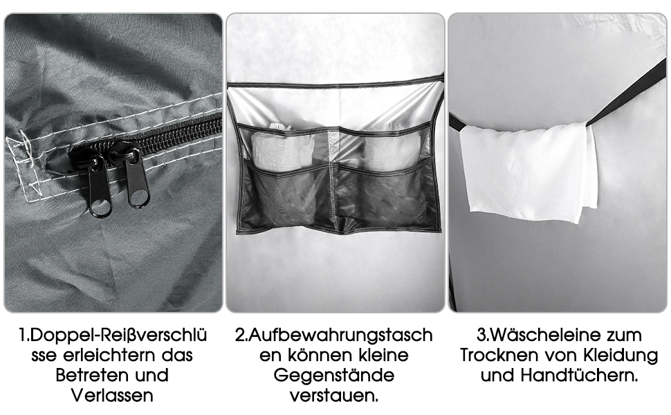 Намет для туалету та душу, переносний, Pop-Up, для кемпінгу та пляжу, з UV захистом 50+, чорний