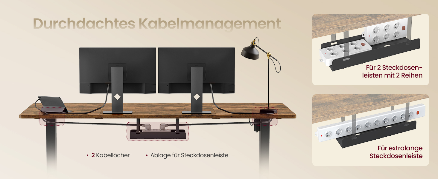 Стол для роботи VASAGLE з регулюванням висоти, USB-C, підставка для розеток, стоячий стіл, нагадування про перерви, 3 пам'яті, 160x80 см, Vintage Brown (LSD146WZ02)