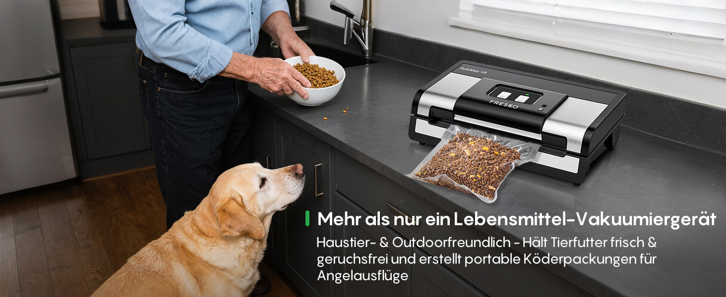 Вакууматор FRESKO Automatik для продуктів: автоматичний вакуумний пакувальник з турбо-потужністю 18л/хв, керування однією кнопкою, комплект з 2 рулонами для пакетів