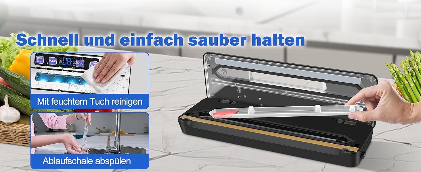 Вакууматор для продуктів 7 в 1 з подвійним швом, професійний вакуумний пакувальник з цифровим таймером, вбудованим різаком та 50 пакетами, сріблясто-чорний