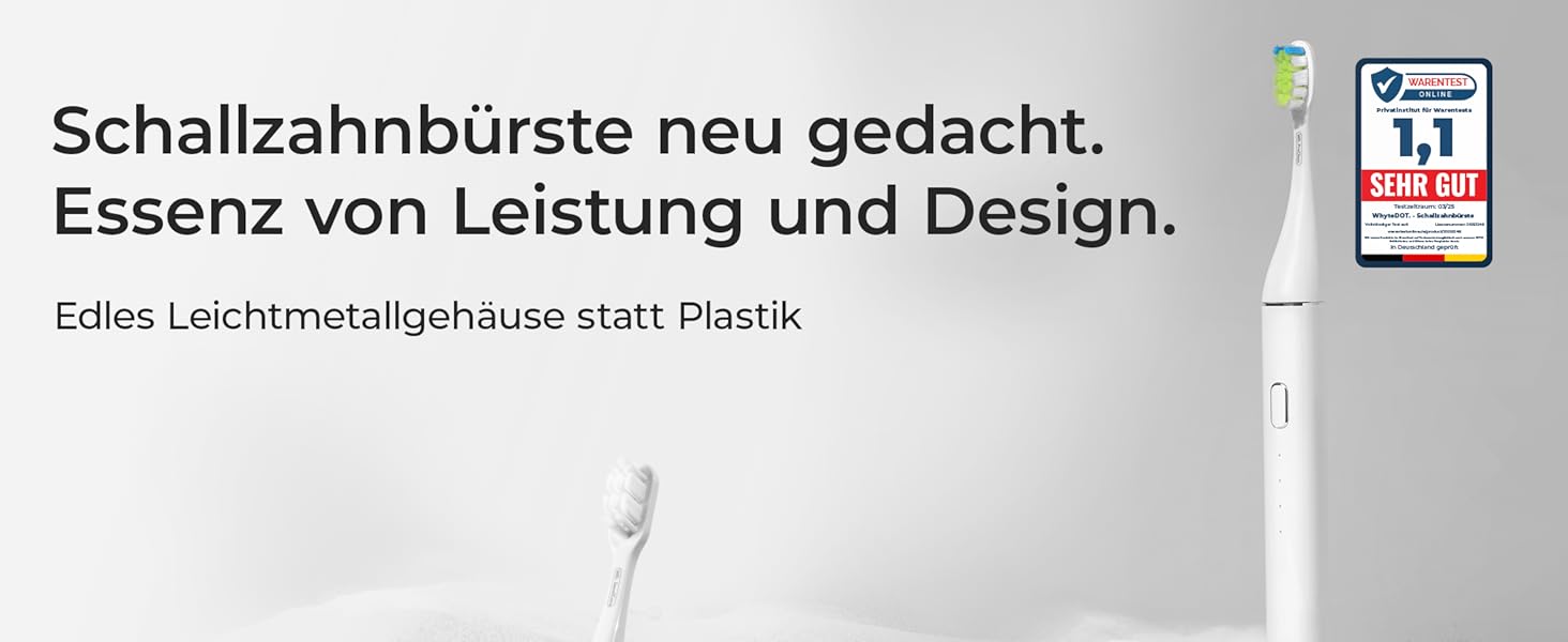 Звукова зубна щітка WhyteDOT® Premium: тиха, ефективна, з алюмінієвим корпусом, UV-футляром та до 6 тижнів роботи
