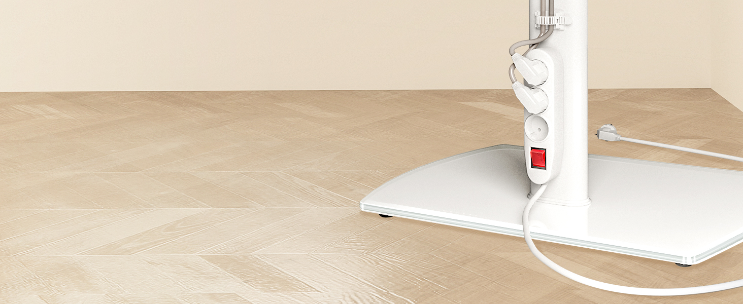 Підставка для телевізора біла, на підлогу, для 32-65 дюймів, до 35 кг, регульована висота, поворотна, VESA 400x400 мм