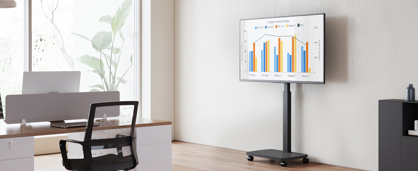 Підставка для телевізора мобільна з дерев'яною основою, поворотна, для TV 19-42 дюйми, чорна, до 20 кг, VESA 200x200 мм